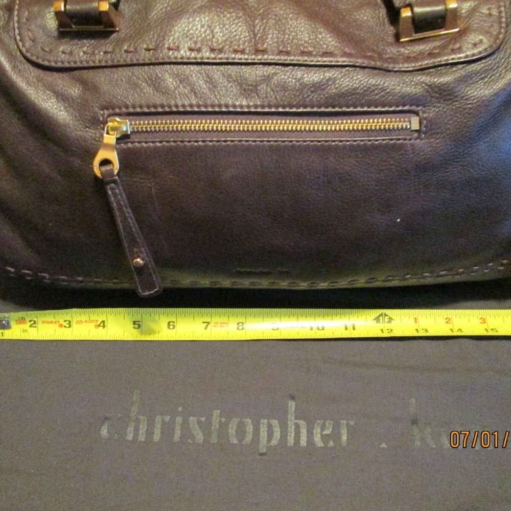 BEAUTIFUL! "CHRISTOPHER KON" BROWN LEATHER SATCHEL - Picture 7 of 8